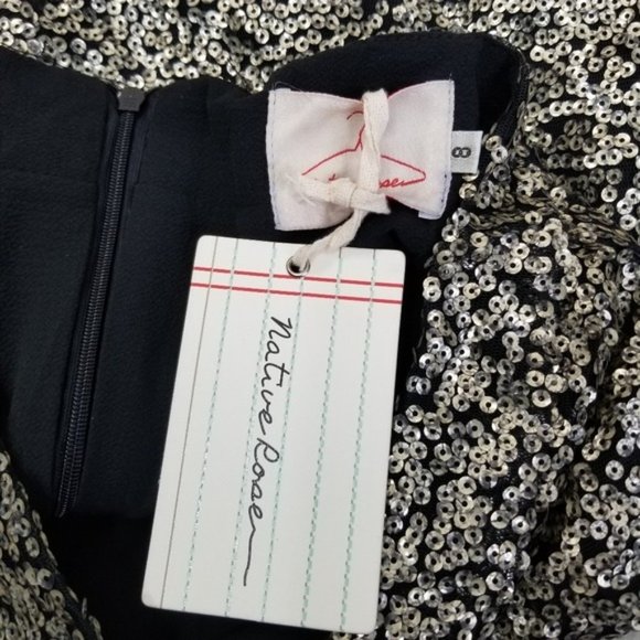 Native Rose For LF Gold Sequin Kesha Shimmer Mini Skirt Women's Size 8 - Picture 4 of 8